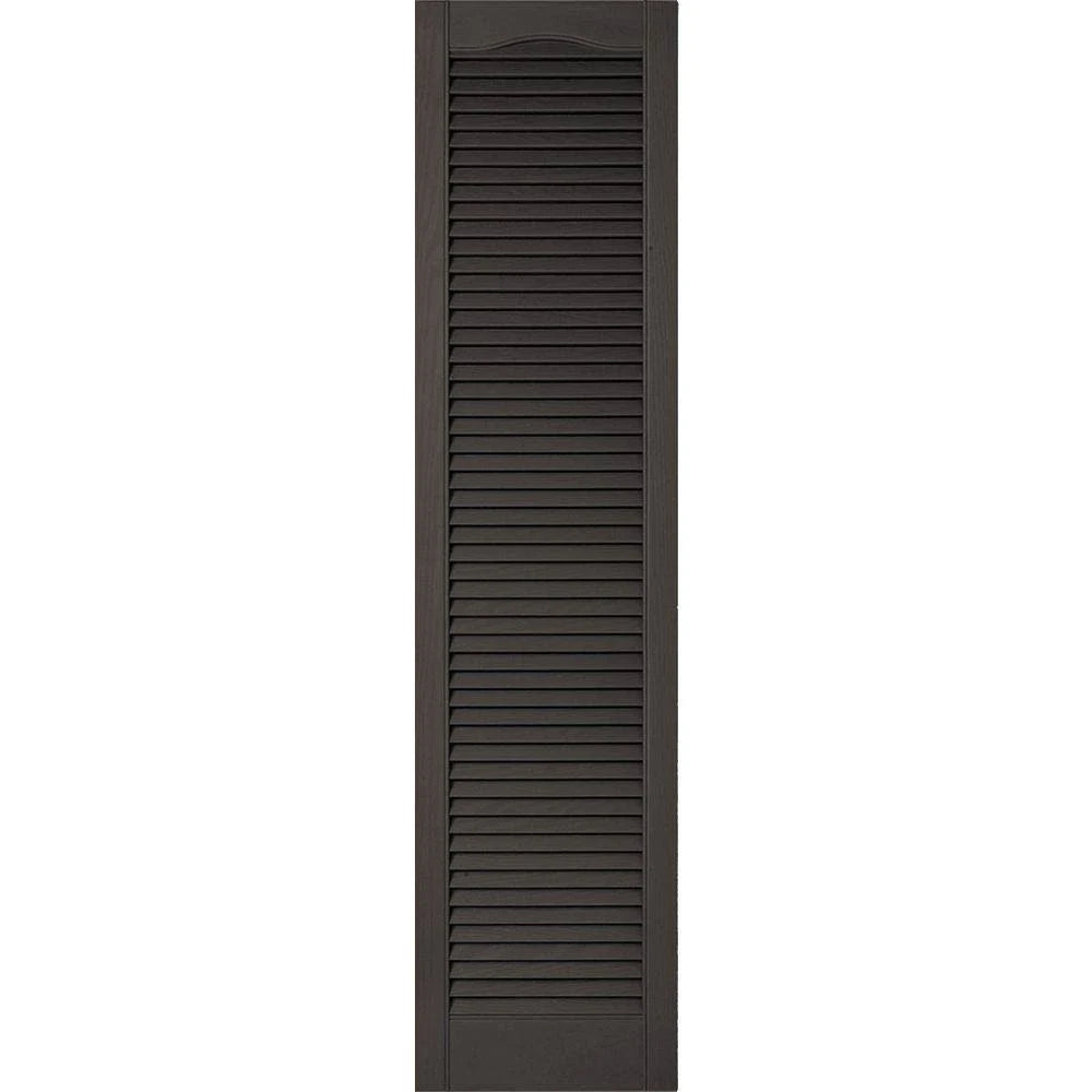 Custom Cathedral Top Louver Shutters, Musket Brown F763985