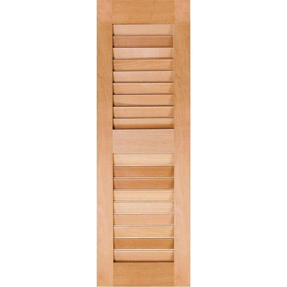 18 in. x 62 in. Real Wood Louvered Shutters Pair Unfinished S265800