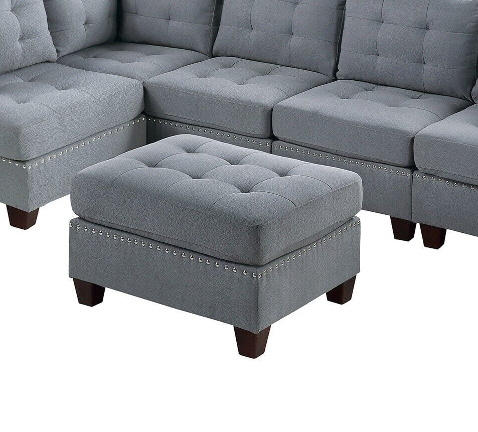 Gray Fabric 6pc L-Sectional Sofa Set W811
