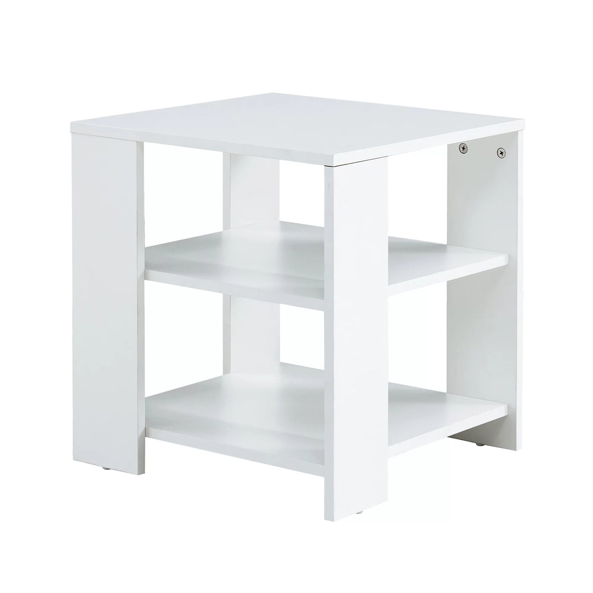 White 3-Tier Square Wood Side Table F413