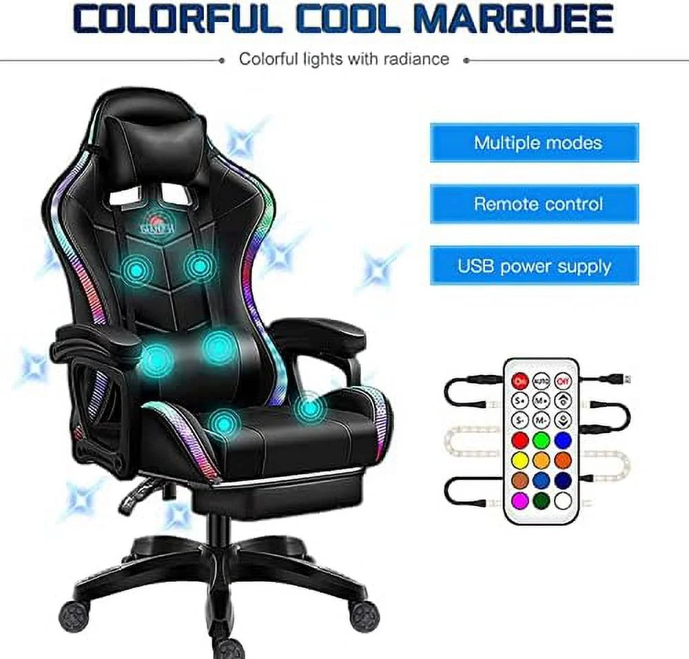 RGB Gaming Chair with Massage and Footrest N4285