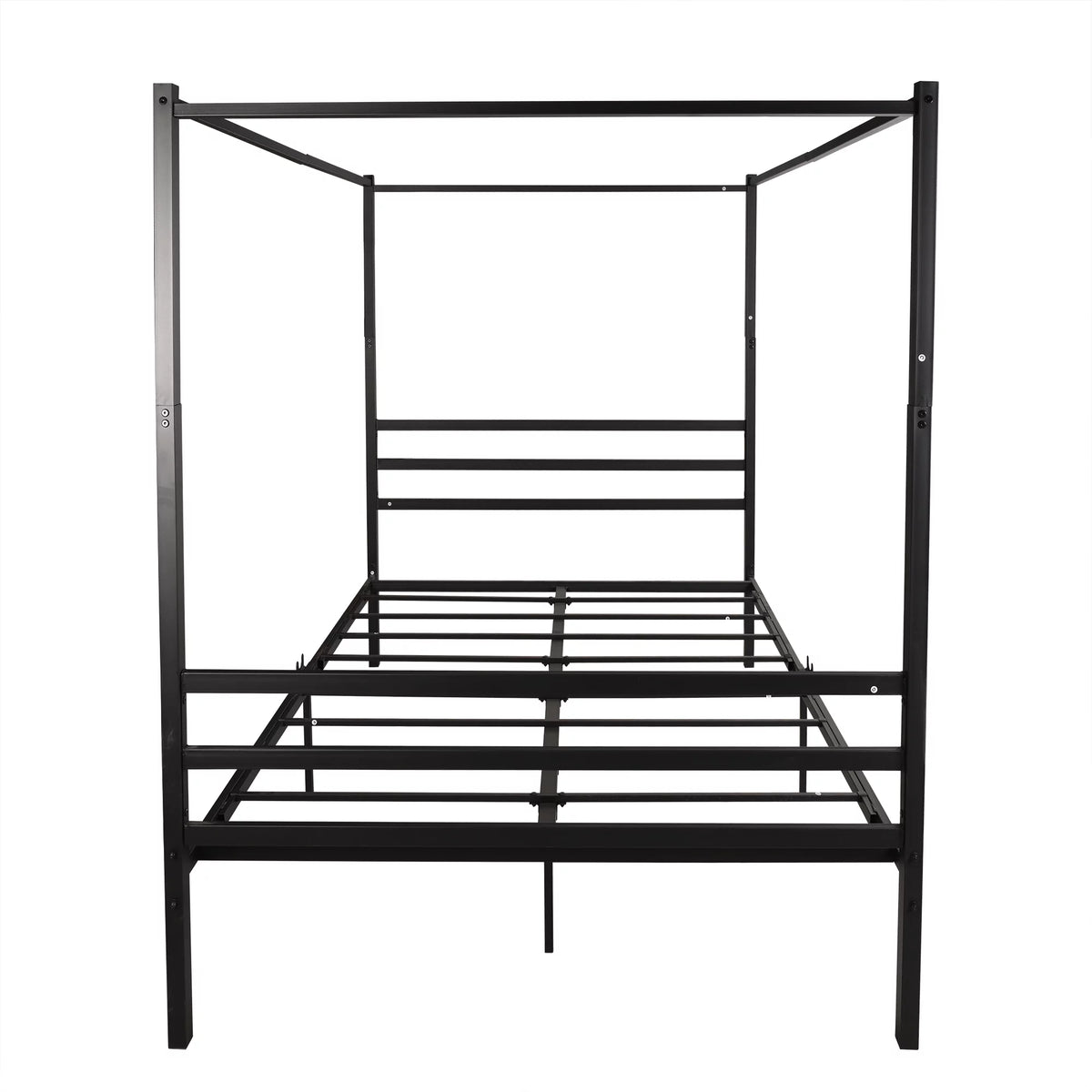 Black Queen Size Metal Canopy Bed with Headboard G124