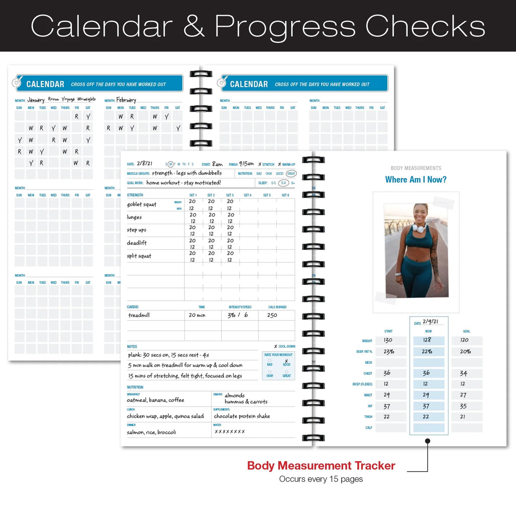 Workout Fitness Journal Nutrition Planner with Laminated Protective Cover T4055