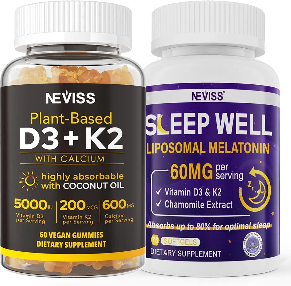 Vitamin D3K2 5000IU Gummies + Melatonin 60mg for Adults G8078