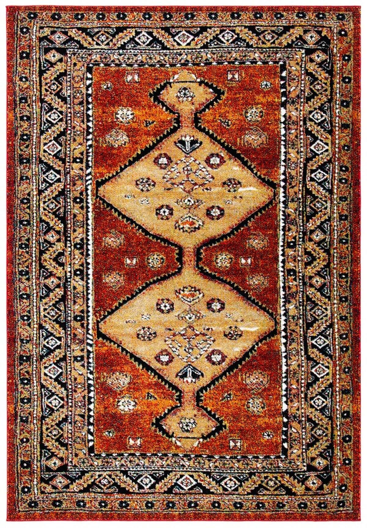 Rust / Gold Round Rug M3283