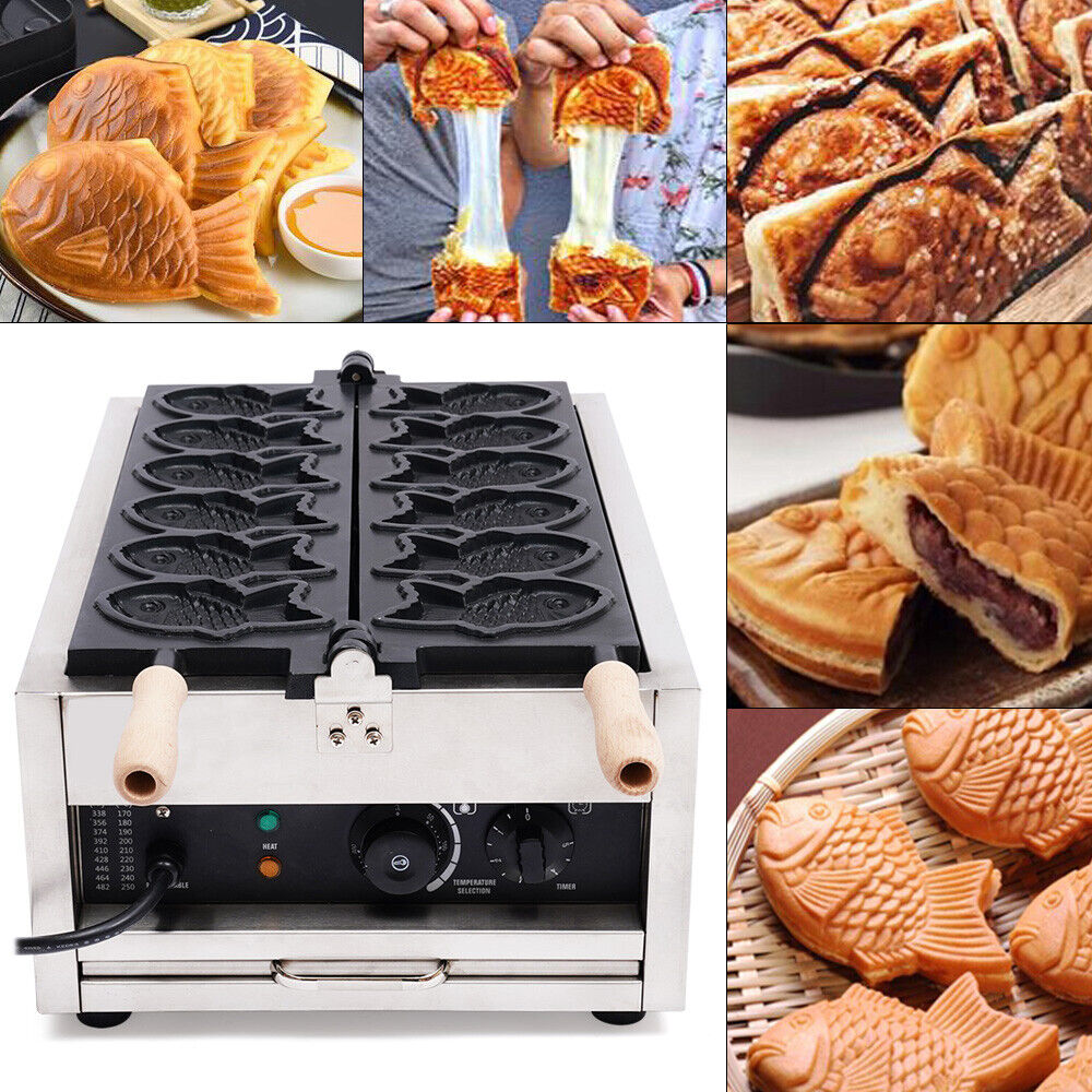6Pcs Non-stick Stainless Steel Fish Waffle Maker Q254