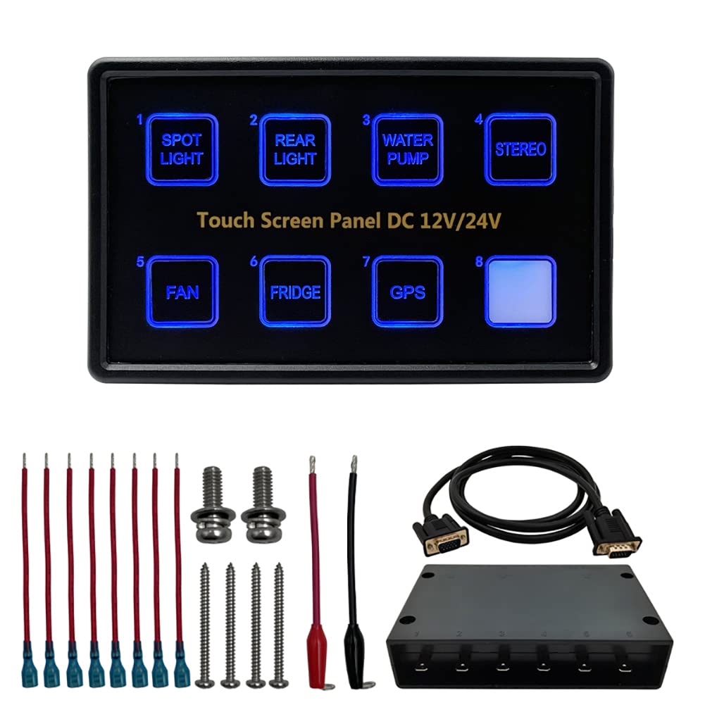 8 Gang Touch Control Switch Panel Blue LED Pack of 2 D875