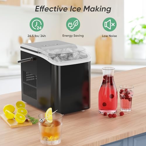 Black Portable Countertop Ice Maker with Ice Scoop and Basket R81027