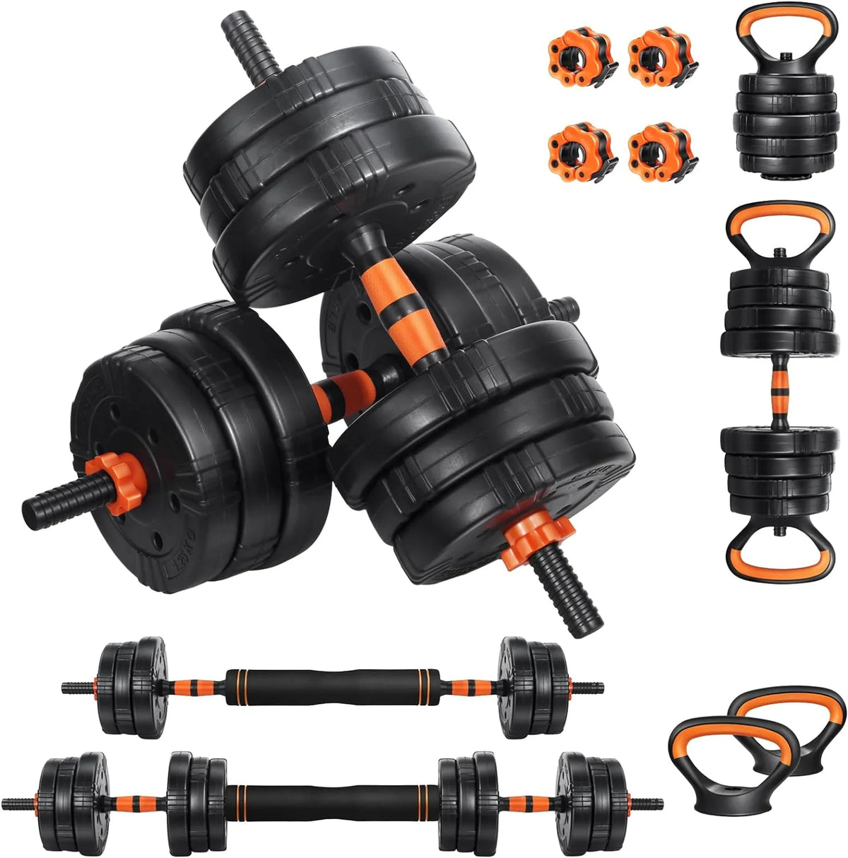 Adjustable 4 In 1 Dumbbell Set, 22/44/66/88Lbs Non-Slip J848091