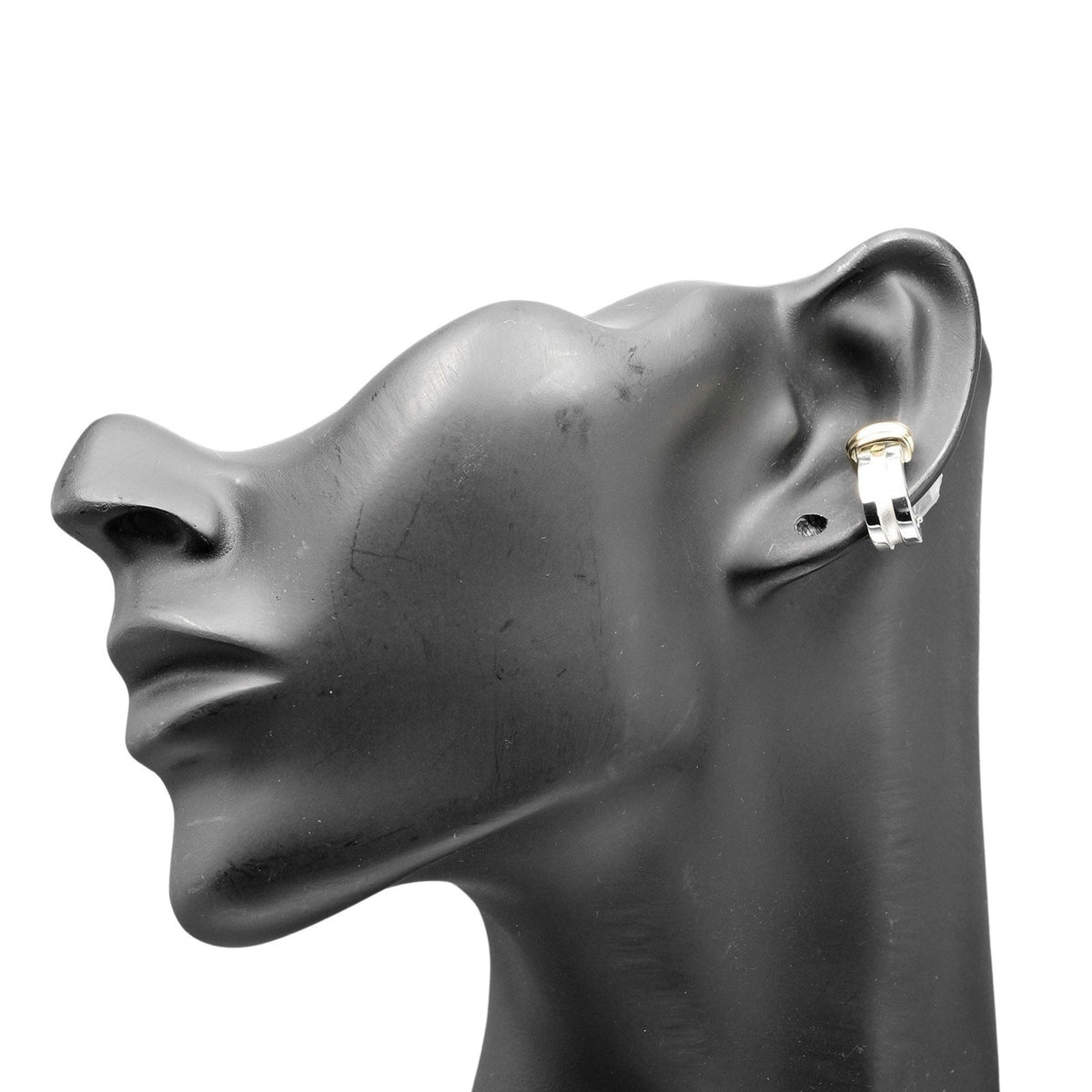 Grooved Earrings Silver 925 Yellow Gold V654