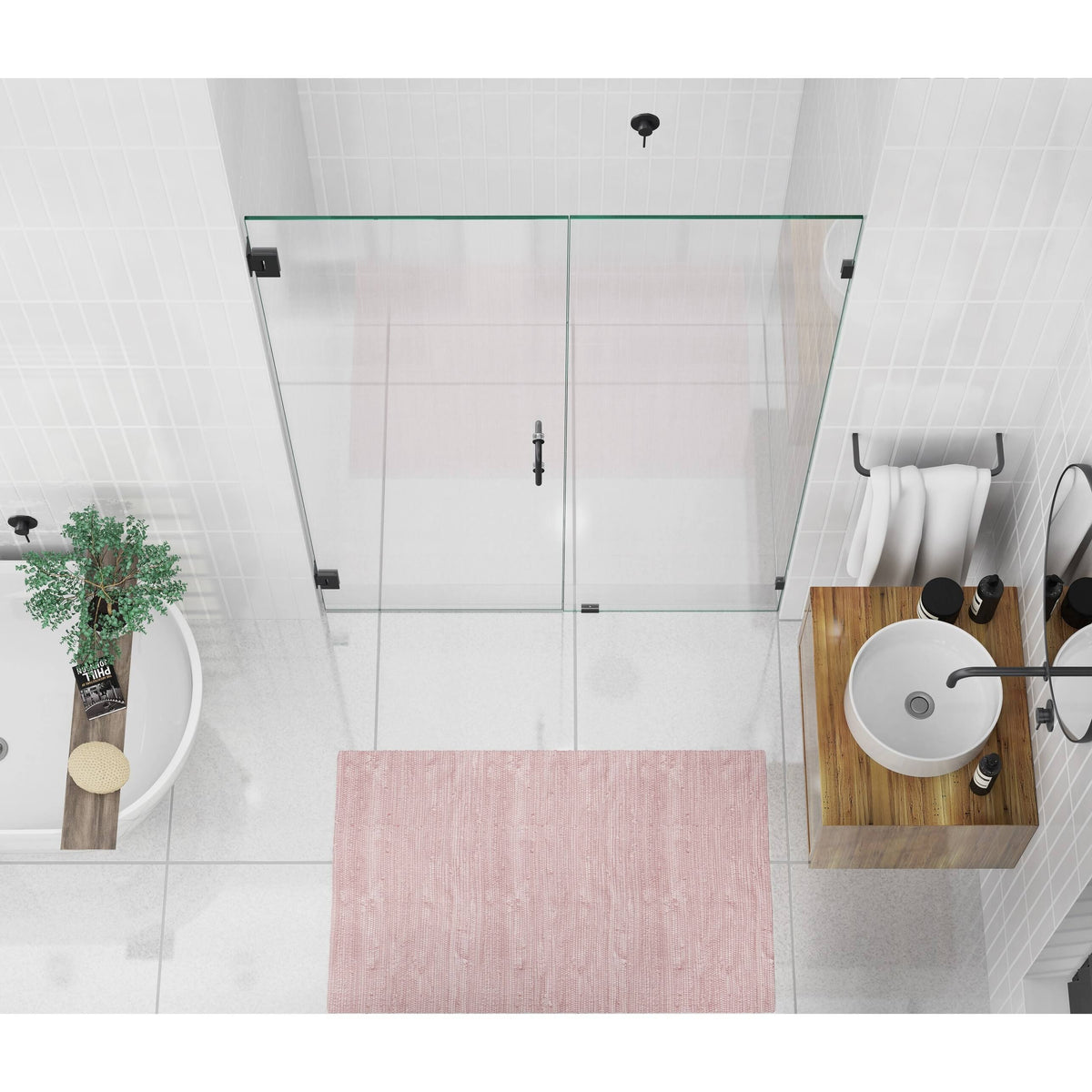 Frameless Shower Door with Wall Hinge I1182