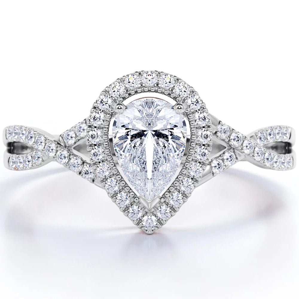 1.75 Carat Pear Cut Moissanite Engagement Ring N9226