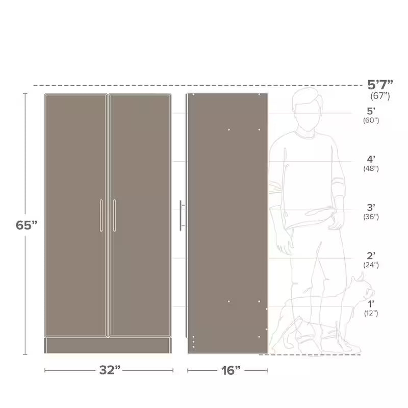 White Wood Freestanding Garage Cabinet D8703