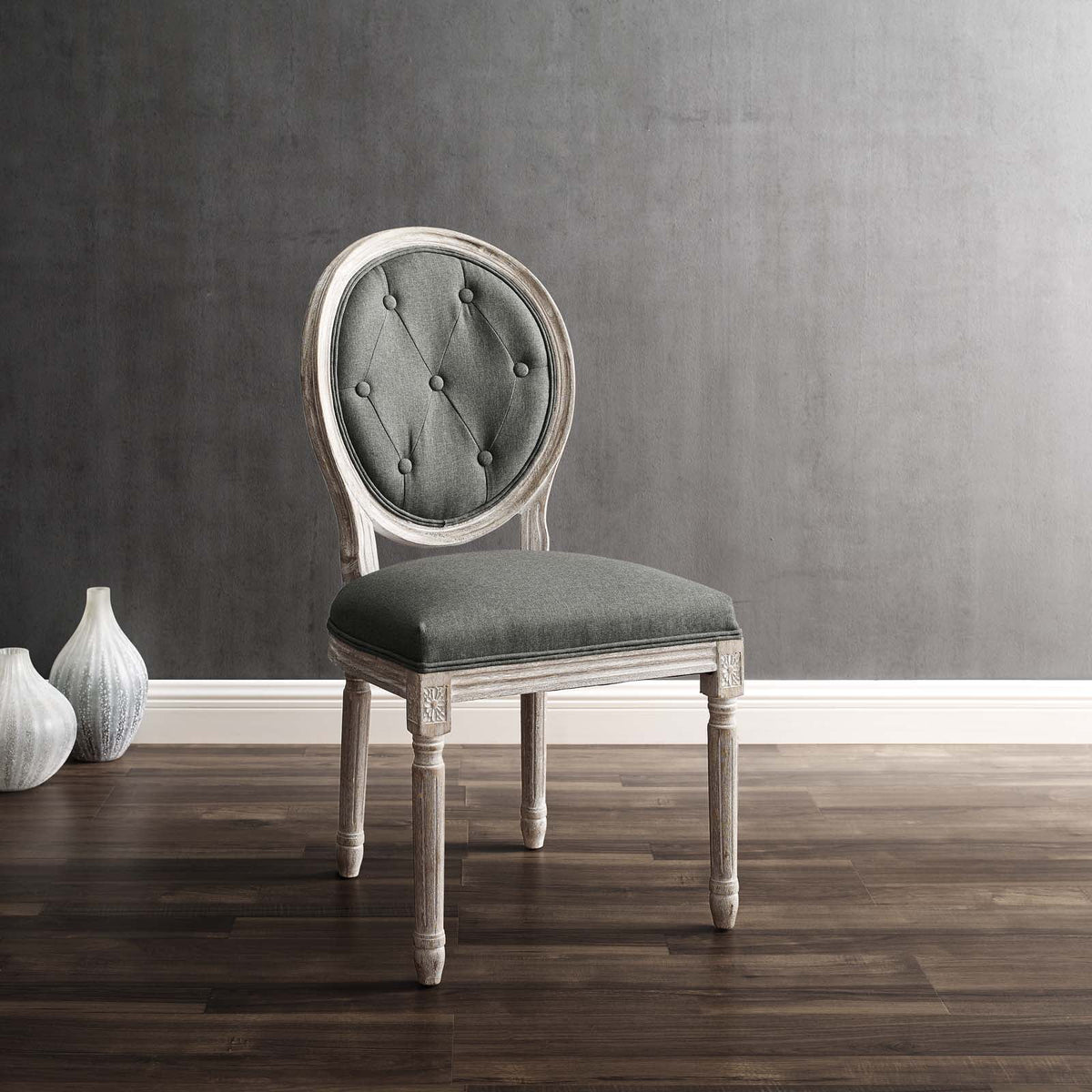 Vintage French Upholstered Fabric Dining Side Chair U119
