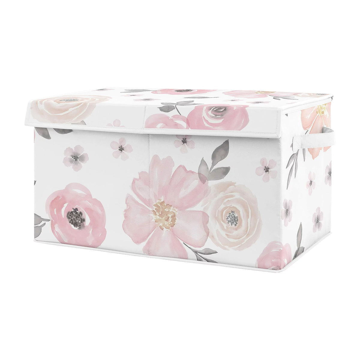 Pink and Grey Small Fabric Toy Bin Storage Box S388640