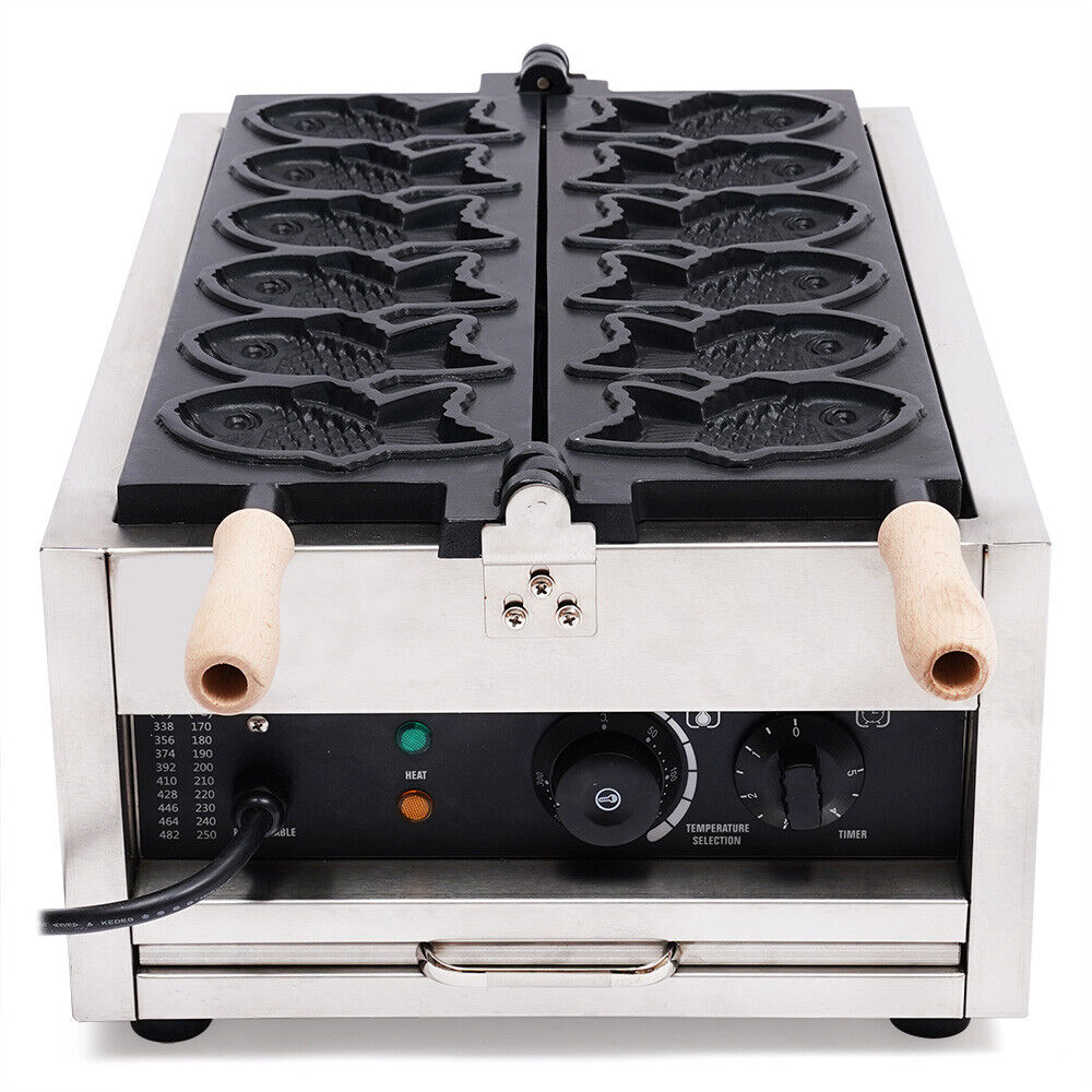 6Pcs Non-stick Stainless Steel Fish Waffle Maker Q254