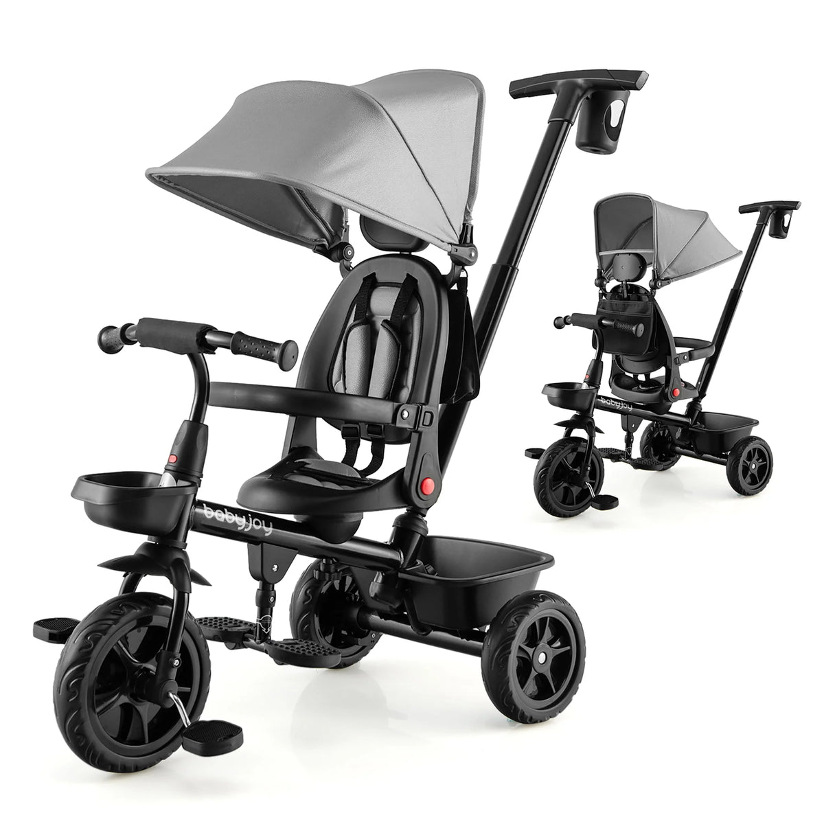 4-in-1 Toddler Tricycle with Adjustable Push Handle F853