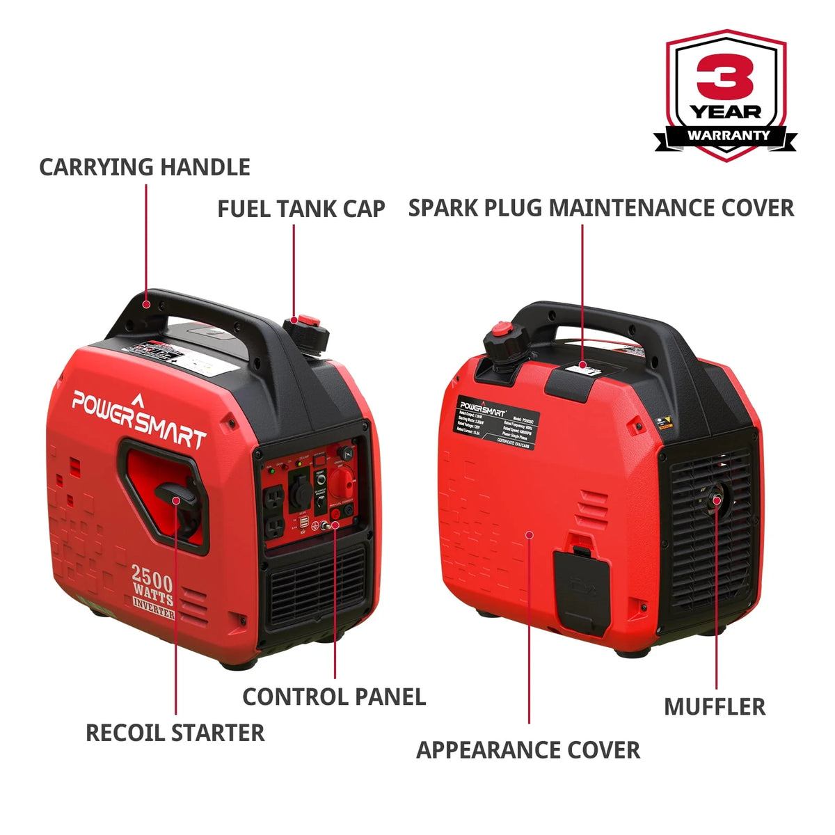 2500Watt Portable Inverter Gas Powered Generator K89558