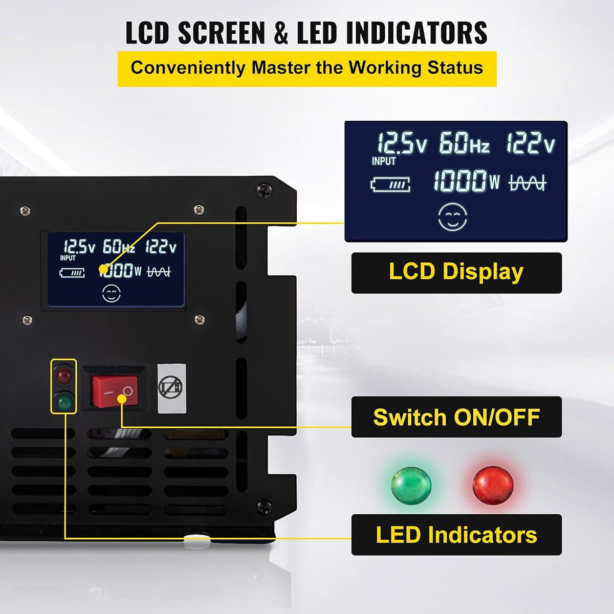 2000W Modified Sine Wave Power Inverter with LCD Display B957