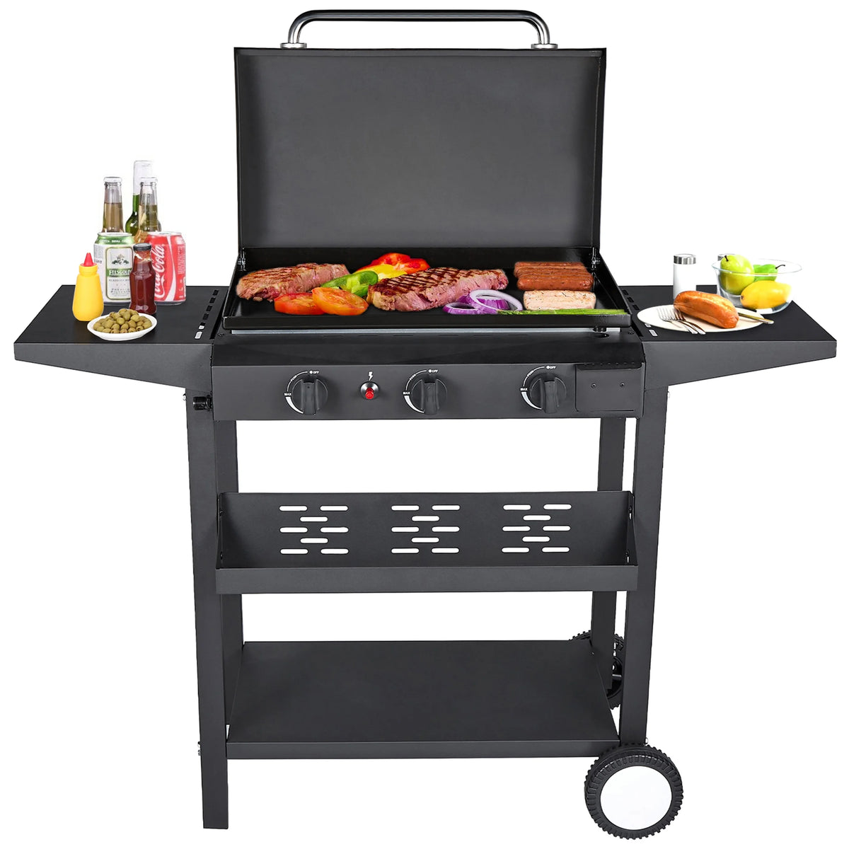 3 Burner Propane Gas Grill Stainless Steel 32,700 BTU Black E838