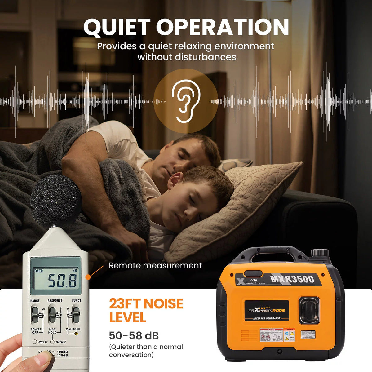 3500 Watt Super Quiet Suitcase Inverter Generator R6552