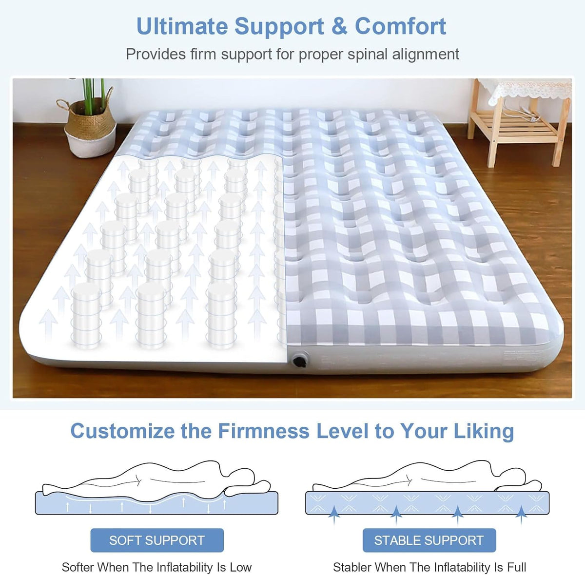 Queen Air Mattress with Flocked Top Waterproof Cover Repair Kit W728