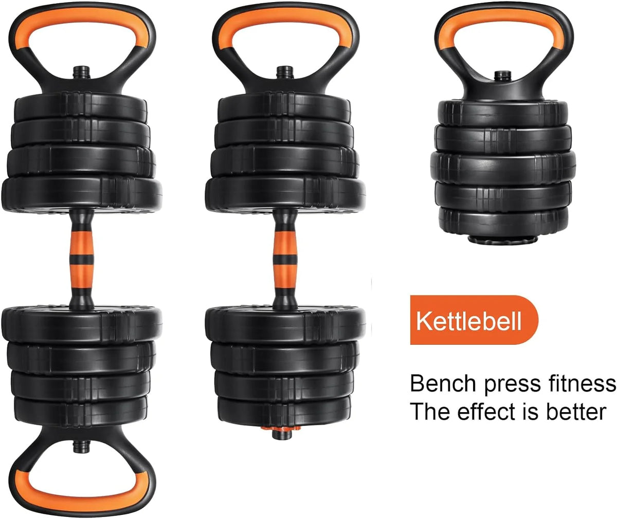 Adjustable 4 In 1 Dumbbell Set, 22/44/66/88Lbs Non-Slip J848091