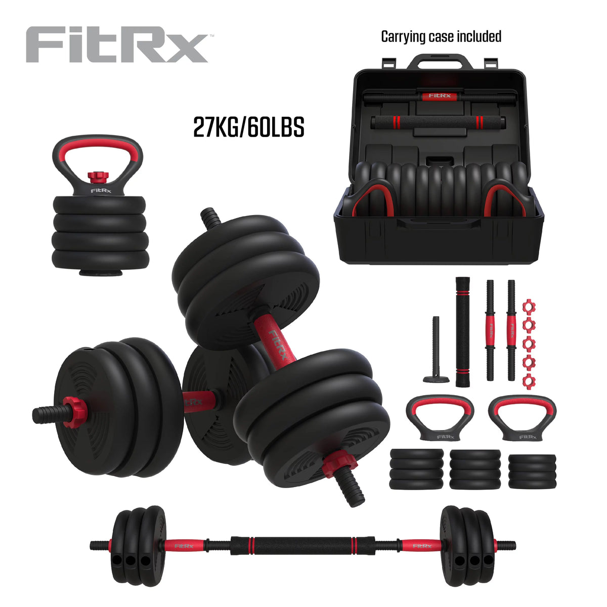 60 lbs Adjustable Dumbbell, Barbell, and Kettlebell Weight Set Y2221