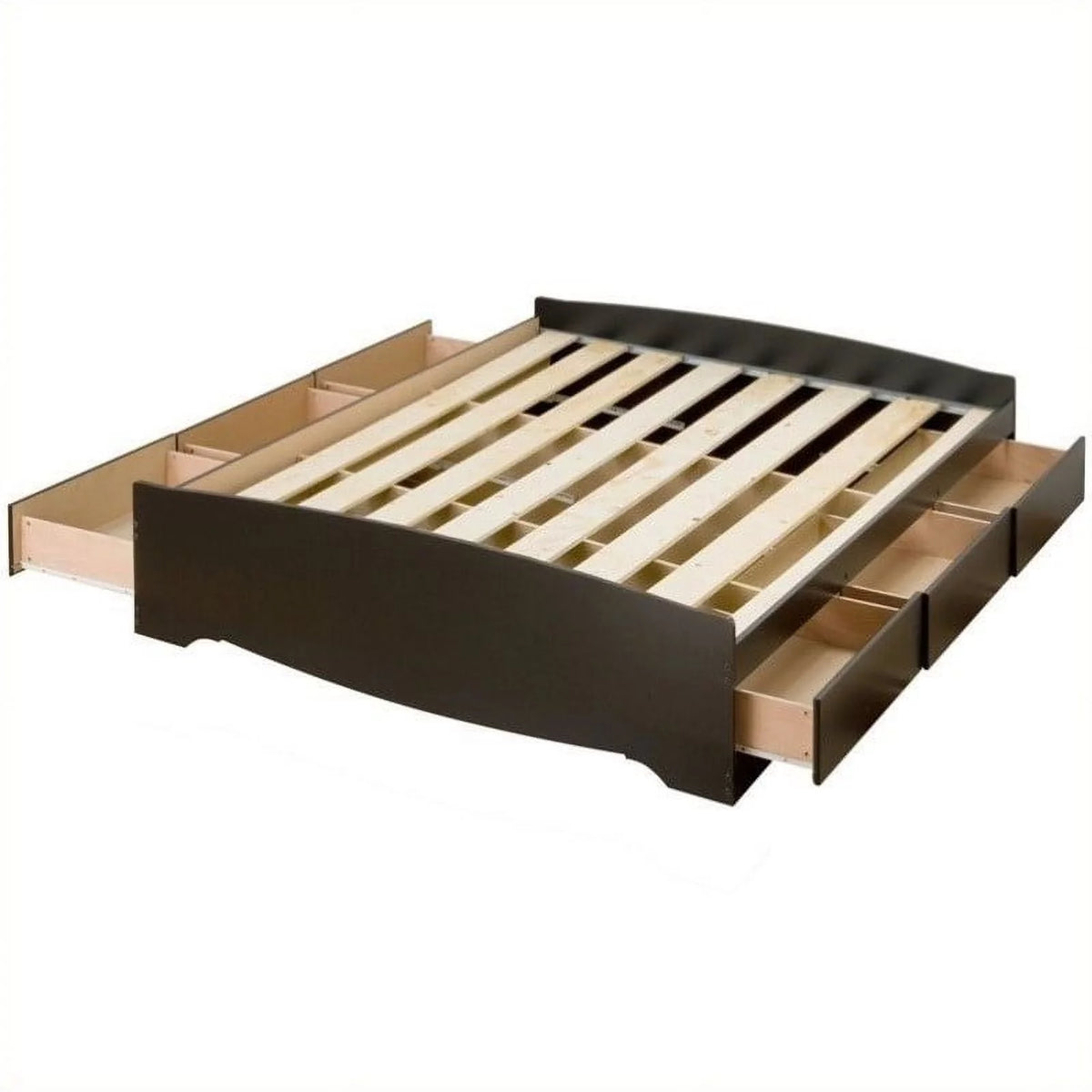Black Wood Storage Platform Bed E2266