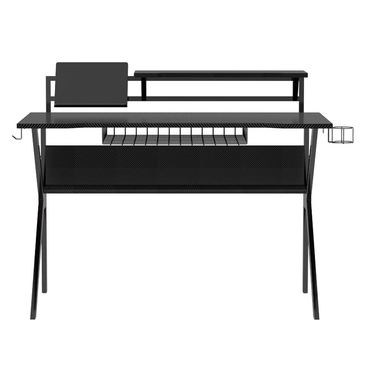 PVC Coated Ergonomic Metal Frame Gaming Desk with K Shape Legs, Black T608284