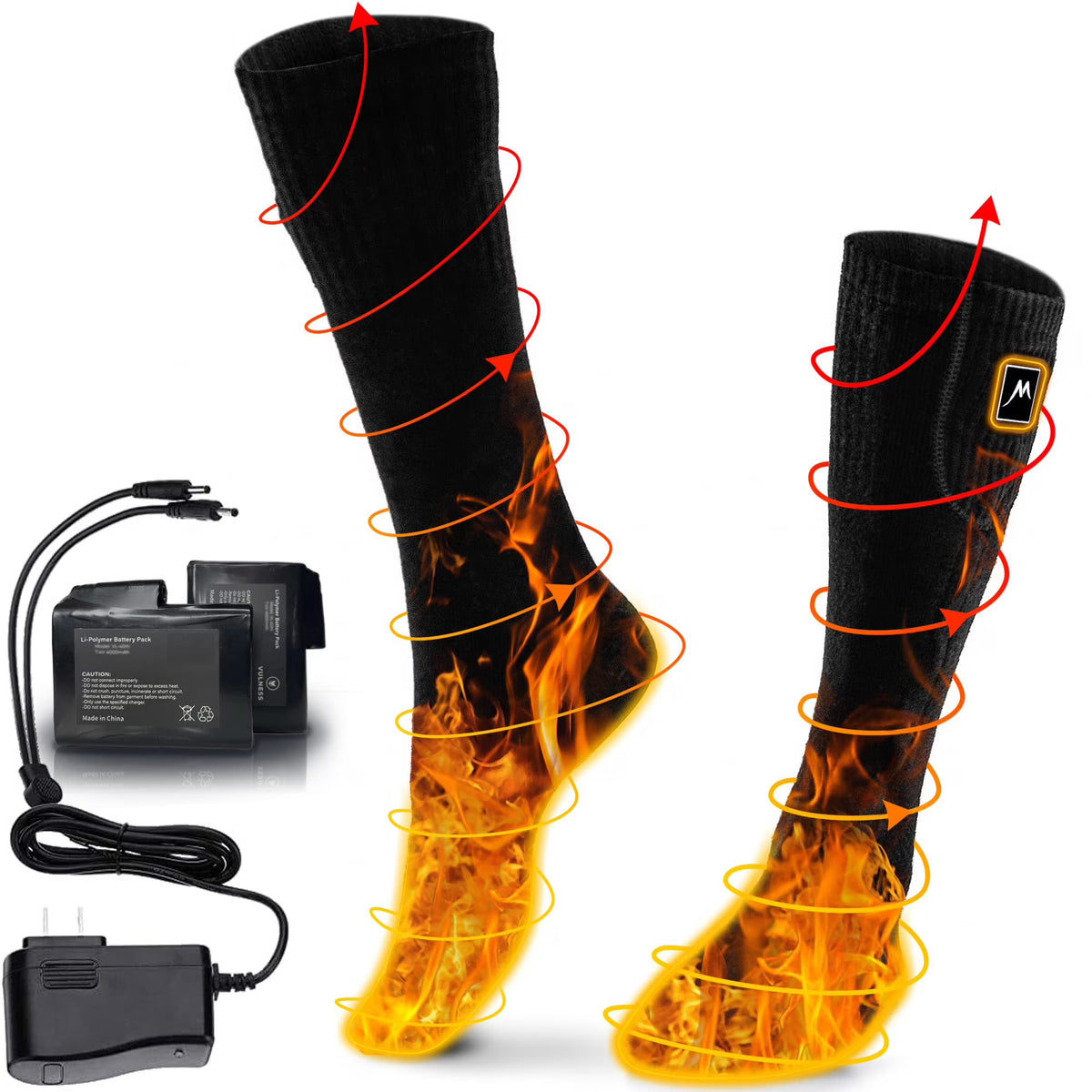 Black L Rechargeable Electric Heated Socks I96823