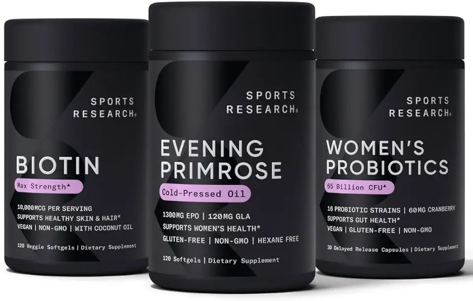 Evening Primrose Oil Vegan Biotin 10,000mcg Women's Probiotics 65 Billion CFU L952443