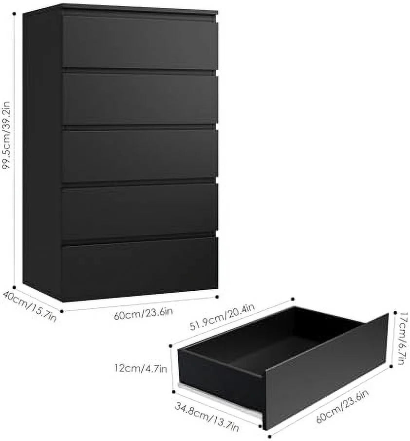 Black 5 Drawer Dresser O1042