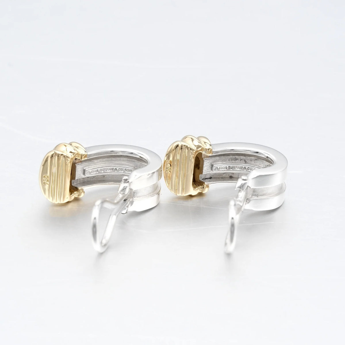 Grooved Earrings Silver 925 Yellow Gold V654
