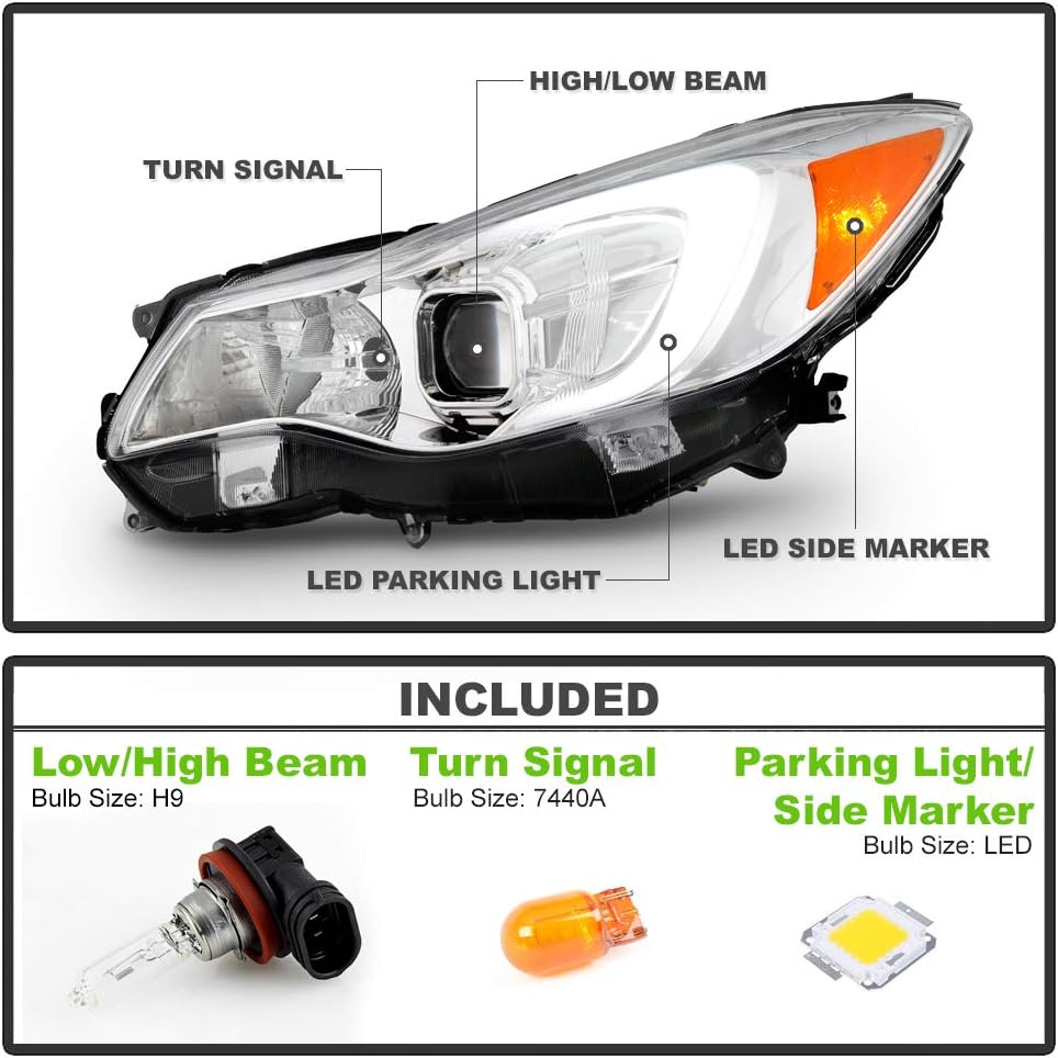 Chrome Housing LED Tube Projector Headlights K484