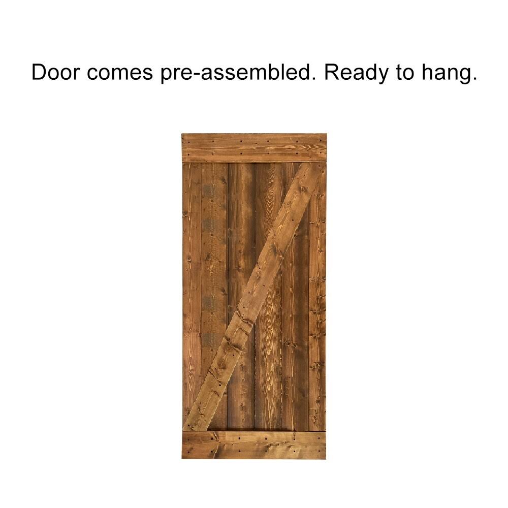 24 in. x 84 in. Red Walnut Stained Wood Interior Sliding Barn Door with Hardware Kit W81230