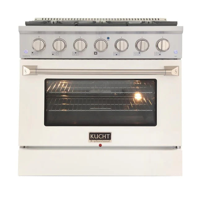 White 4 Burner Dual Fuel Range K35092
