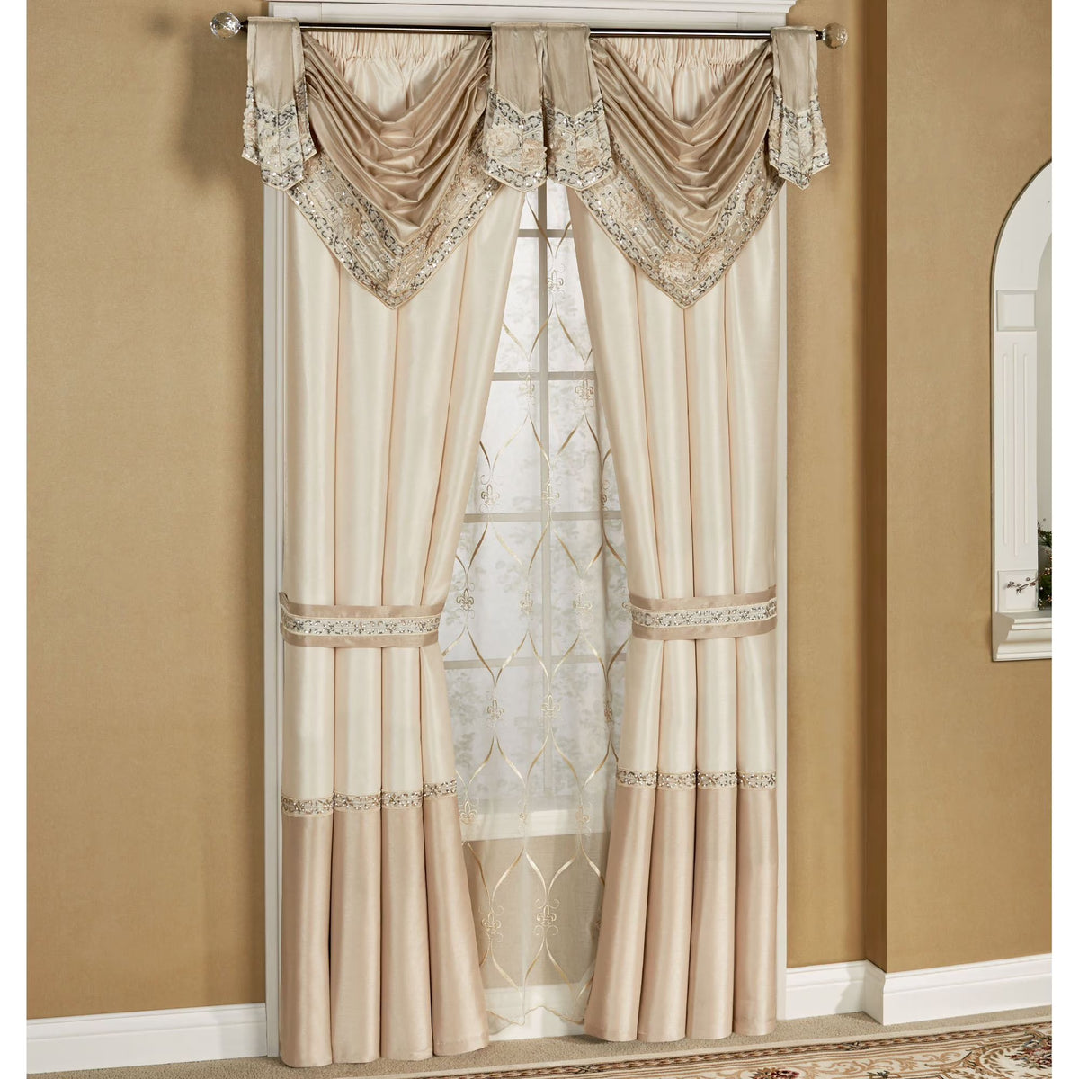 Faux Silk Light Gold Window Valance 24 x 20 Inches I1449