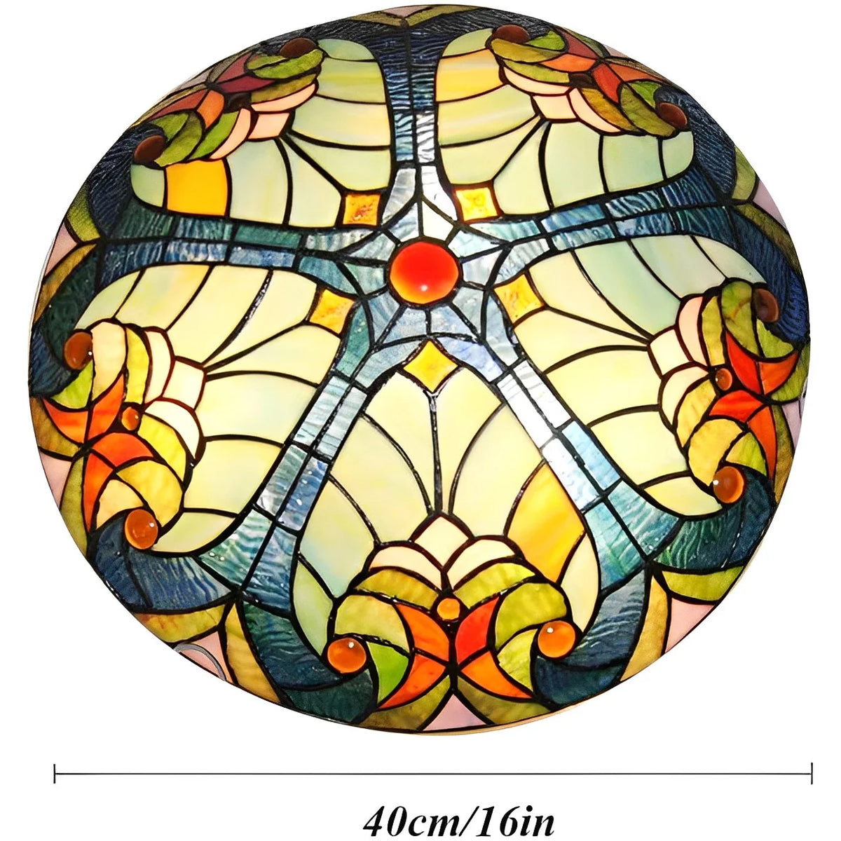 Flush Mount Ceiling Light LED Ceiling Lamp with Tiffany Glass Shade, 3 Light Pendant Light 16" V9134