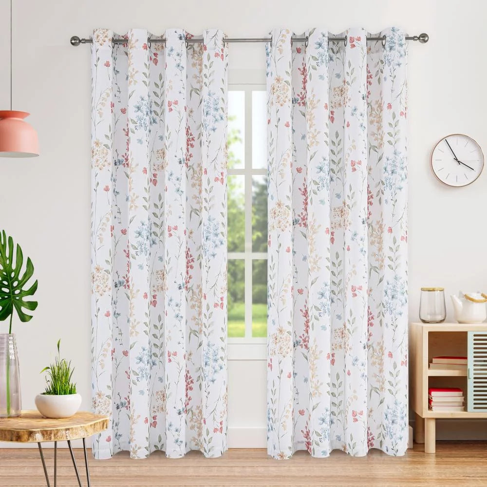 Floral Light Filtering Curtain Panels, 56" x 63", 2 Panels M730