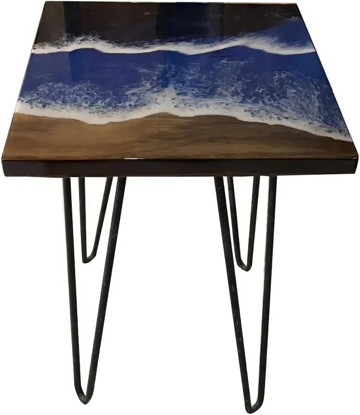 Natural Edge Epoxy Resin Wood Coffee Table Hairpin Legs P22457