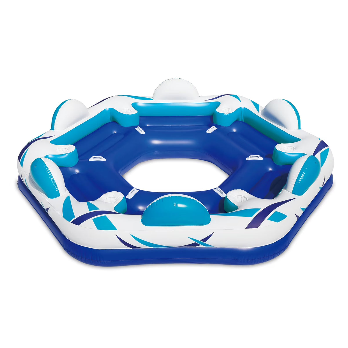 Inflatable 6 Person Party Pad Pool Float with Cupholders S6986